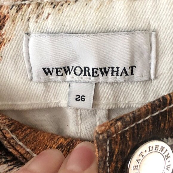 NWOT Women's WeWoreWhat / Revolve Stiletto Slit Skinny Jean Cow Print Size 26 - Picture 3 of 10